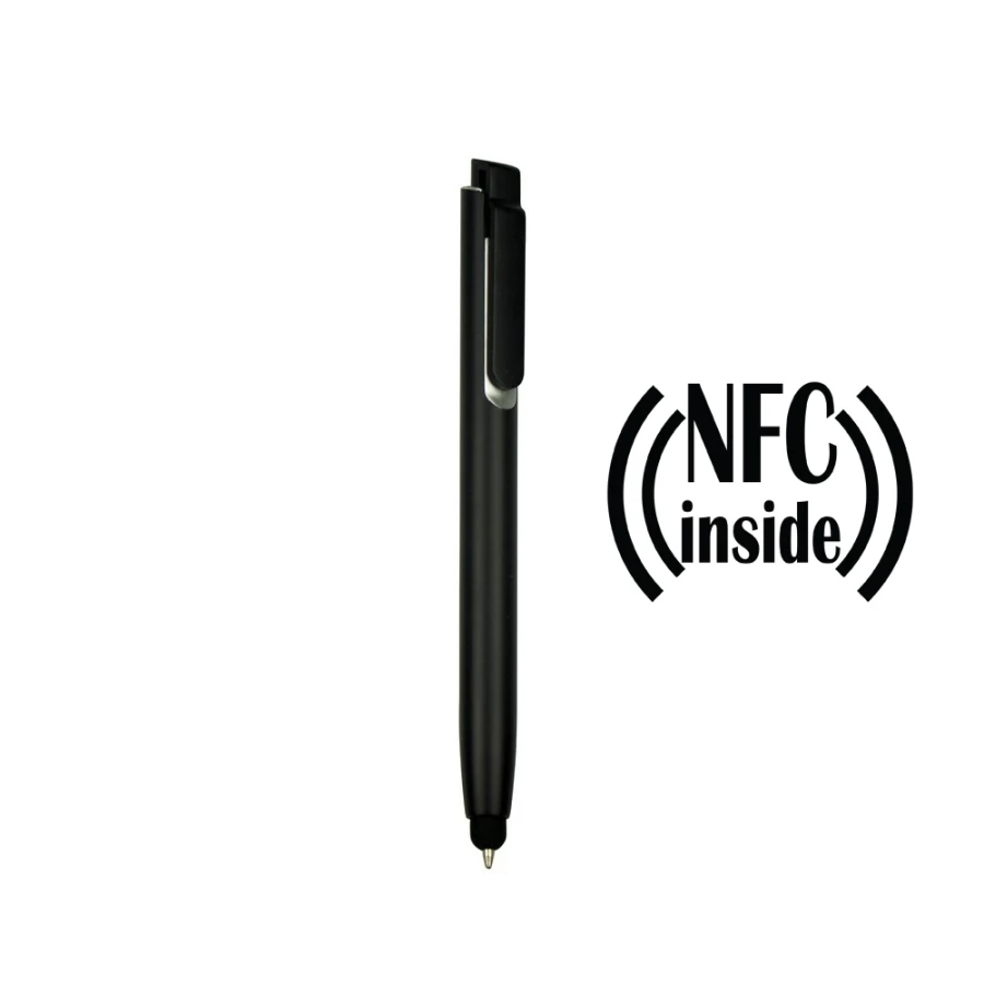 Penna a sfera con chip NFC, penna touch Henrietta - nera