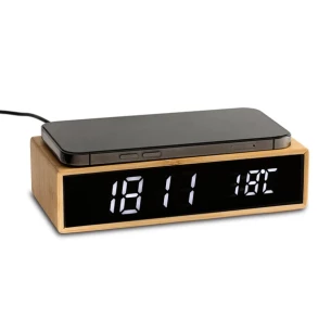Caricatore induttivo Conti con orologio e termometro - Beige