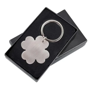 Portachiavi in metallo con trifoglio a 4 foglie - Argento