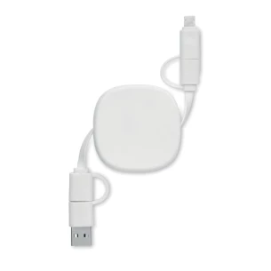 Cavo di ricarica retrattile da 60 Watt - LINEA - Bianco
