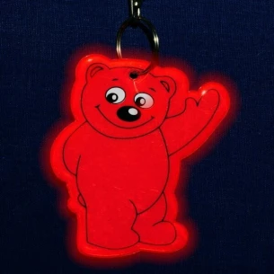 Portachiavi con orsetto riflettente - Rosso