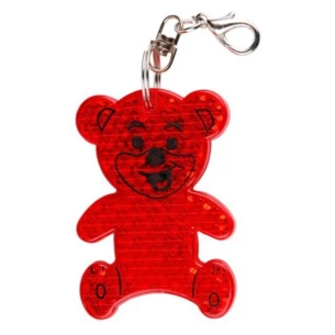 Portachiavi a forma di orso in plastica riflettente - Rosso