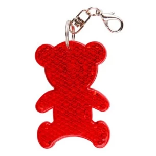 Portachiavi a forma di orso in plastica riflettente - Rosso