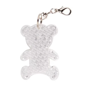 Portachiavi a forma di orso in plastica riflettente - Bianco