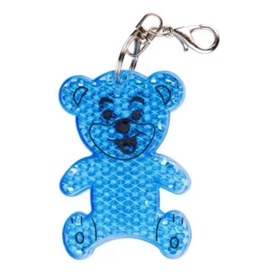 Portachiavi a forma di orso in plastica riflettente - Blu