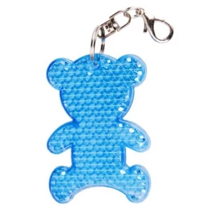 Portachiavi a forma di orso in plastica riflettente - Blu