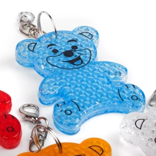 Portachiavi a forma di orso in plastica riflettente - Blu