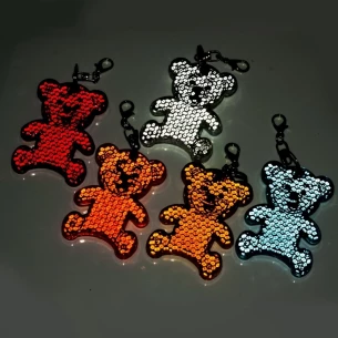 Portachiavi a forma di orso in plastica riflettente - Blu