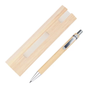 Penna a sfera/matita in bambù a inchiostro permanente con astuccio Lakimus - beige